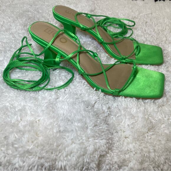 EGO Green Lace Up Heels - Picture 1 of 14